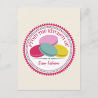 Postcarta de la receta de los cuatro macarons fran