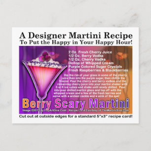 Postal Postcarta de la receta de Martini Berry Scary Hall