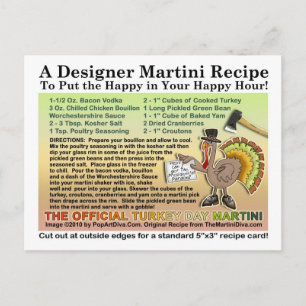 Postal Postcarta de la receta de Martini de Acción de Gra