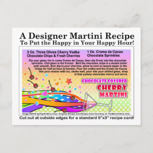 Postal Postcarta de la receta de Martini de cerezo cubier