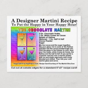 Postal Postcarta de la receta de Martini de chocolate