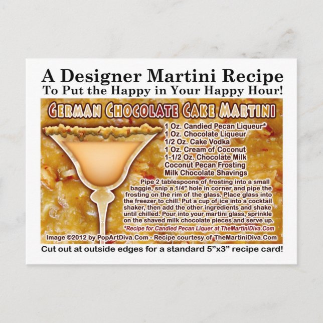 Postal Postcarta de la receta de Martini de chocolate ale (Anverso)