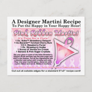 Postal Postcarta de la receta de Martini de Cinta Rosa pa