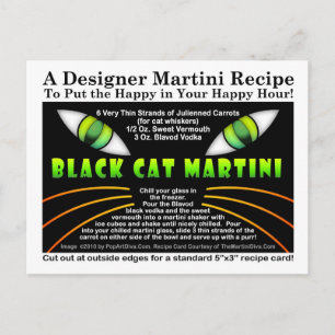 Postal Postcarta de la receta de Martini de gato negro pa
