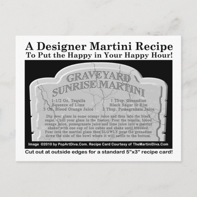 Postal Postcarta de la receta de Martini de Halloween en  (Anverso)
