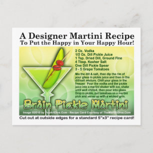 Postal Postcarta de la receta de Martini de Halloween par
