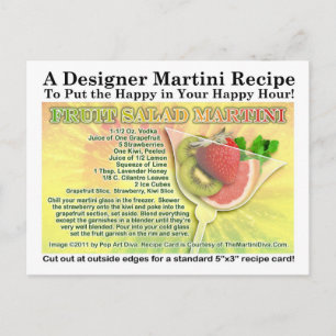 Postal Postcarta de la receta de Martini de la ensalada d