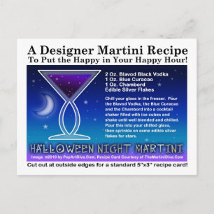 Postal Postcarta de la receta de Martini de la noche de H