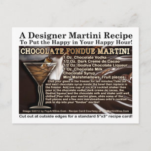 Postal Postcarta de la receta de Martini Fondue de chocol