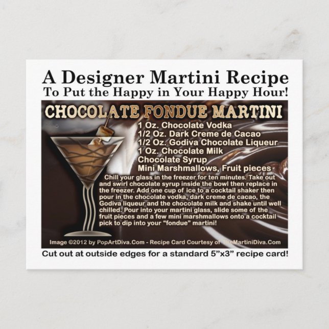 Postal Postcarta de la receta de Martini Fondue de chocol (Anverso)