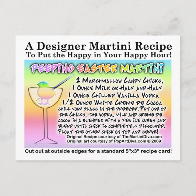 Postal Postcarta de la receta de Martini Marshmallow de P (Anverso)
