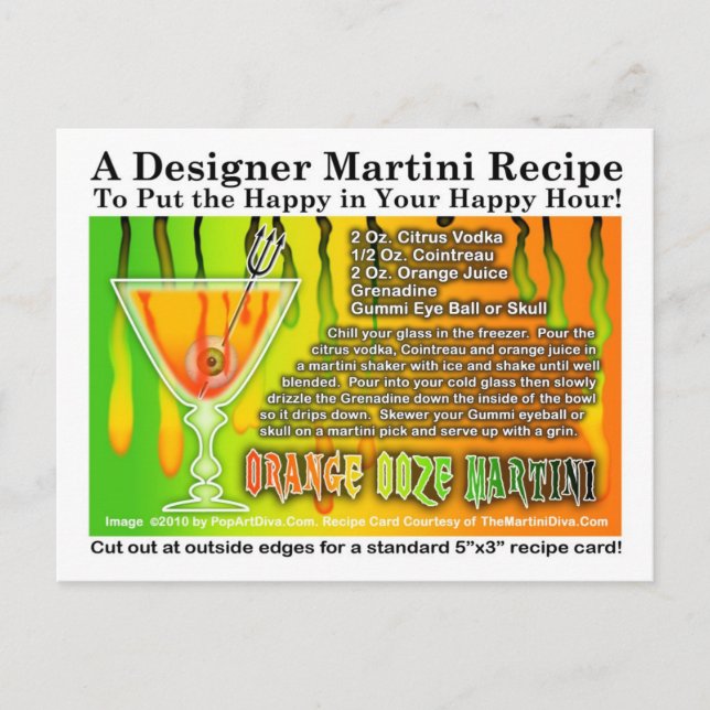 Postal Postcarta de la receta de Martini Ooze Halloween p (Anverso)