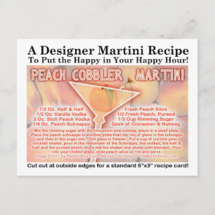 Postal Postcarta de la receta de Martini para el cobbler 