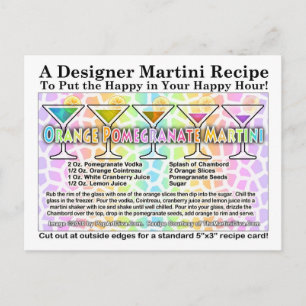 Postal Postcarta de la receta de Martini para granadas de