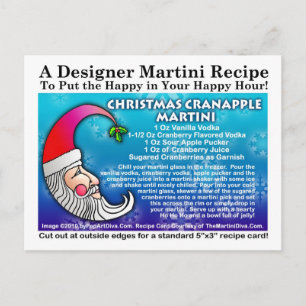 Postal Postcarta de la receta de Martini para navidades C