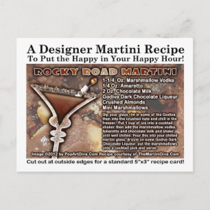 Postal Postcarta de la receta de Martini Road Rocky