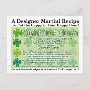 Postal Postcarta de la receta de Mousse de Martini irland