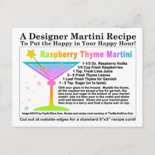 Postal Postcarta de la receta de Raspberry Thyme Martini