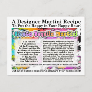 Postal Postcarta de la receta de Siesta Tequila Martini
