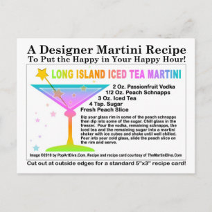 Postal Postcarta de la receta de Té helado de Long Island
