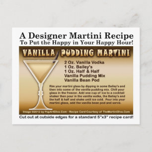 Postal Postcarta de la receta de Vanilla Pudding Martini
