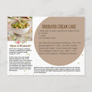 Postal Postcarta de la receta del pastel de crema de ruib