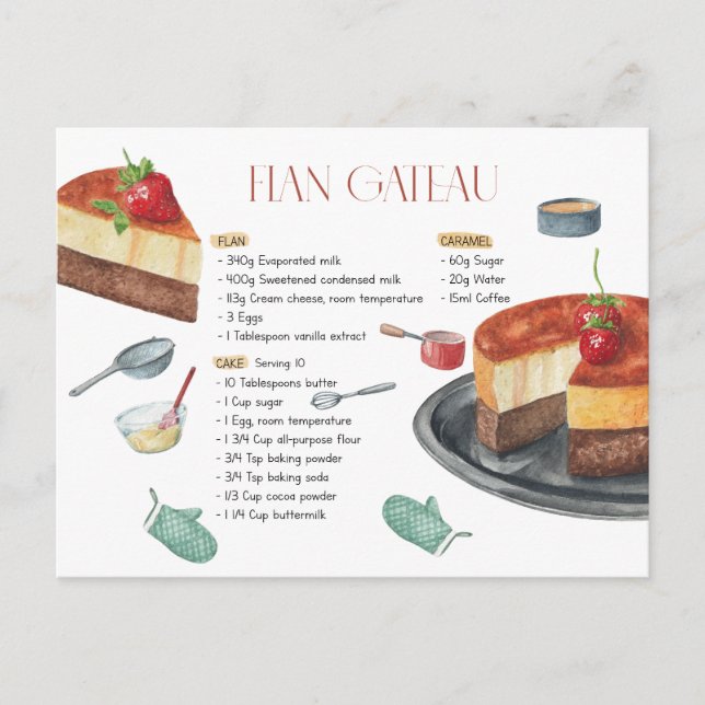 Postal Postcarta de la receta Flan Gateau (Anverso)