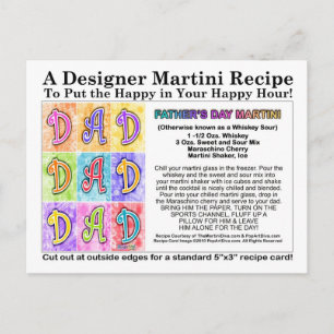 Postal Postcarta de la receta Martini del Día del Padre
