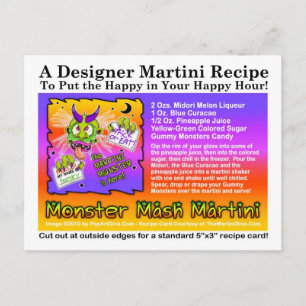 Postal Postcarta de la receta Mash Halloween Martini