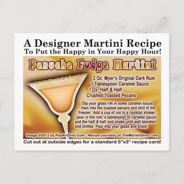 Postal Postcarta de la receta Penuche Fudge Martini (Anverso)