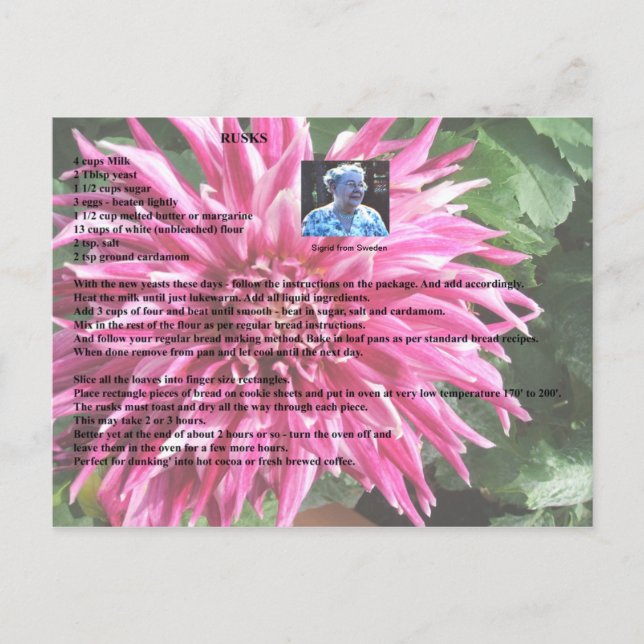 Postal Postcarta de la receta sueca rusa (Anverso)