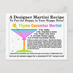 Postal Postcarta de la receta Thyme Cucumber Martini