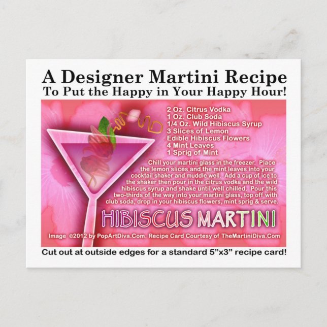 Postal Postcarta de la receta Wild Hibiscus Martini (Anverso)
