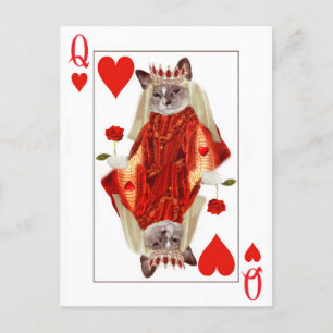 Postal Postcarta de la Reina de los Corazones de Gatito