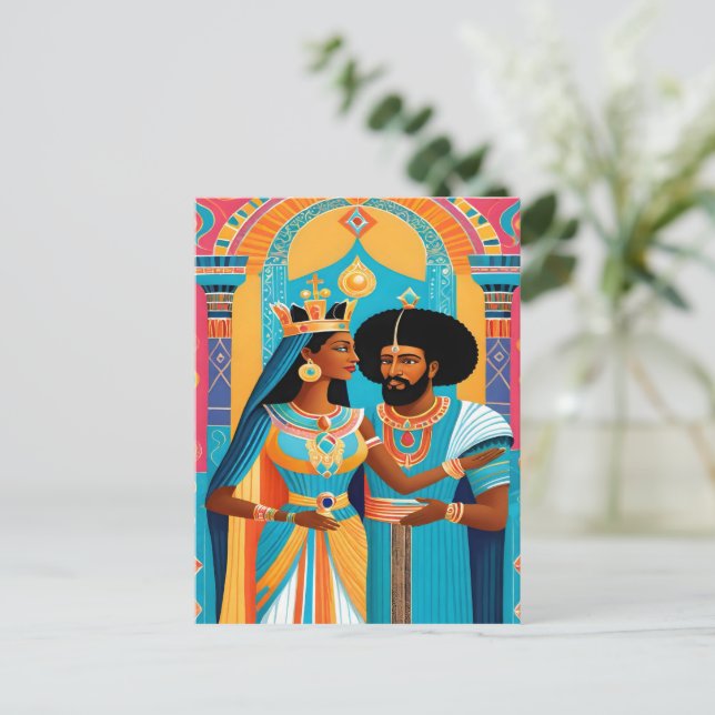 Postal Postcarta de la Reina de Saba y del Rey Salomón (Anverso de pie)