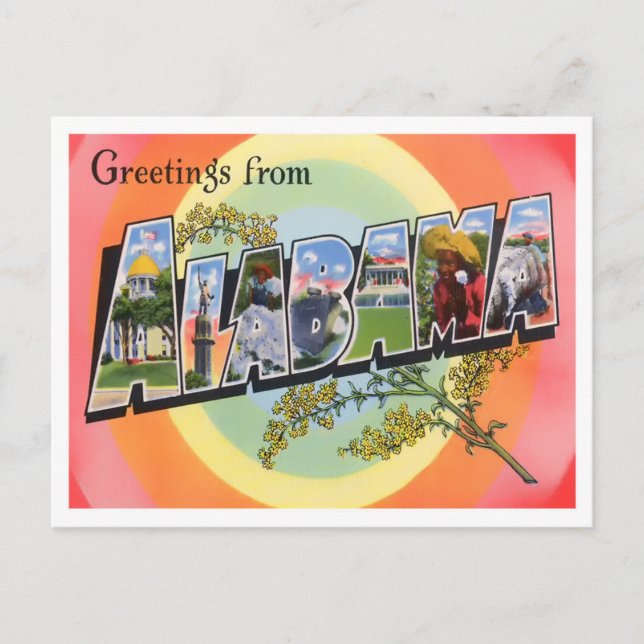 Postal Postcarta de las grandes letras de Alabama (Anverso)