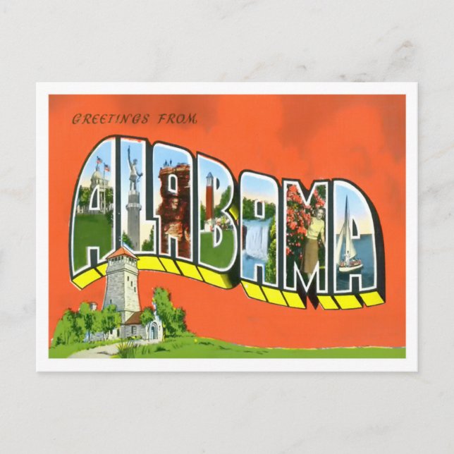 Postal Postcarta de las grandes letras de Alabama (Anverso)