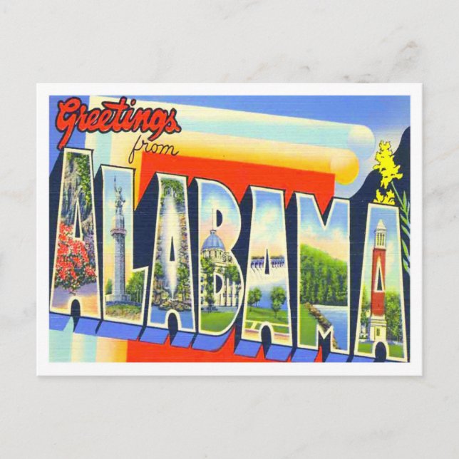 Postal Postcarta de las grandes letras de Alabama (Anverso)