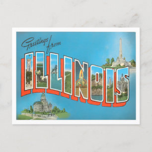 Postal Postcarta de las grandes letras de Illinois