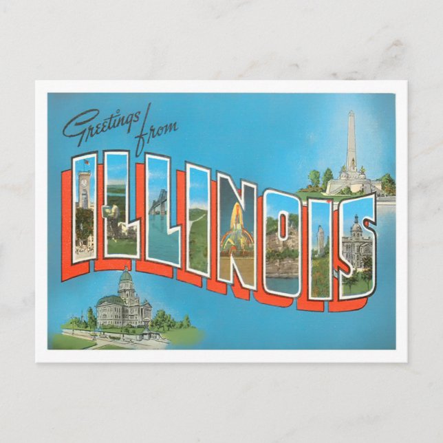 Postal Postcarta de las grandes letras de Illinois (Anverso)
