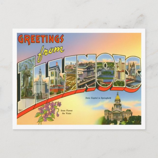 Postal Postcarta de las grandes letras de Illinois (Anverso)