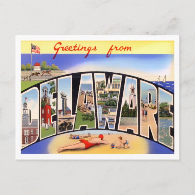 Postal Postcarta de las grandes letras de la época de Del (Anverso)