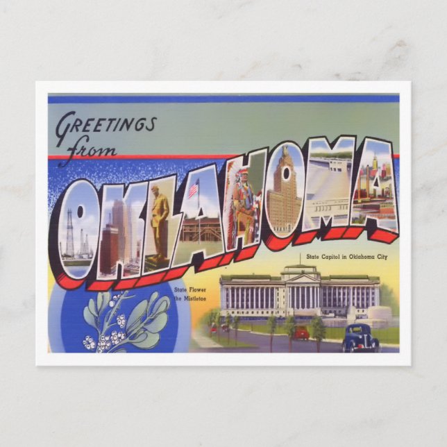 Postal Postcarta de las grandes letras de Oklahoma (Anverso)