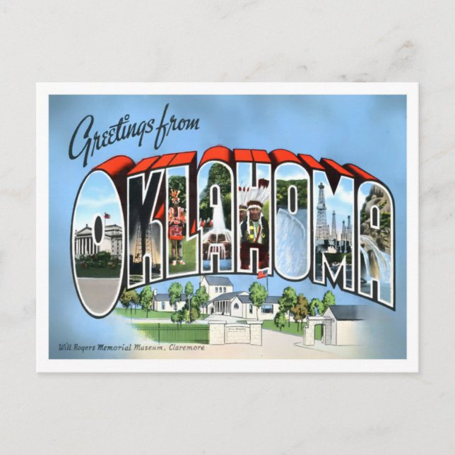 Postal Postcarta de las grandes letras de Oklahoma (Anverso)