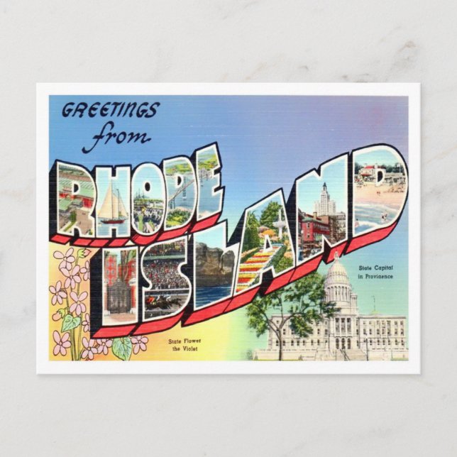 Postal Postcarta de las grandes letras de Rhode Island (Anverso)
