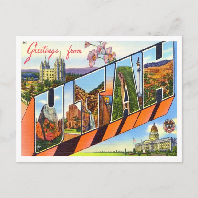 Postal Postcarta de las grandes letras de Utah (Anverso)