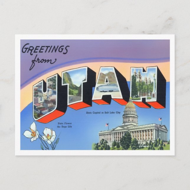 Postal Postcarta de las grandes letras de Utah (Anverso)