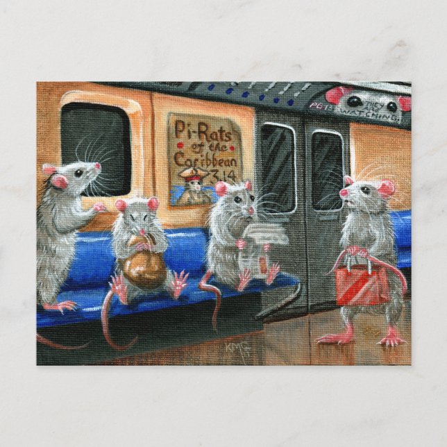Postal Postcarta de las ratas del metro (Anverso)