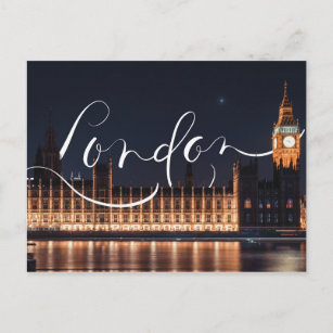 Postal Postcarta de Londres/Big Ben Calligraphy