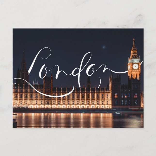 Postal Postcarta de Londres/Big Ben Calligraphy (Anverso)